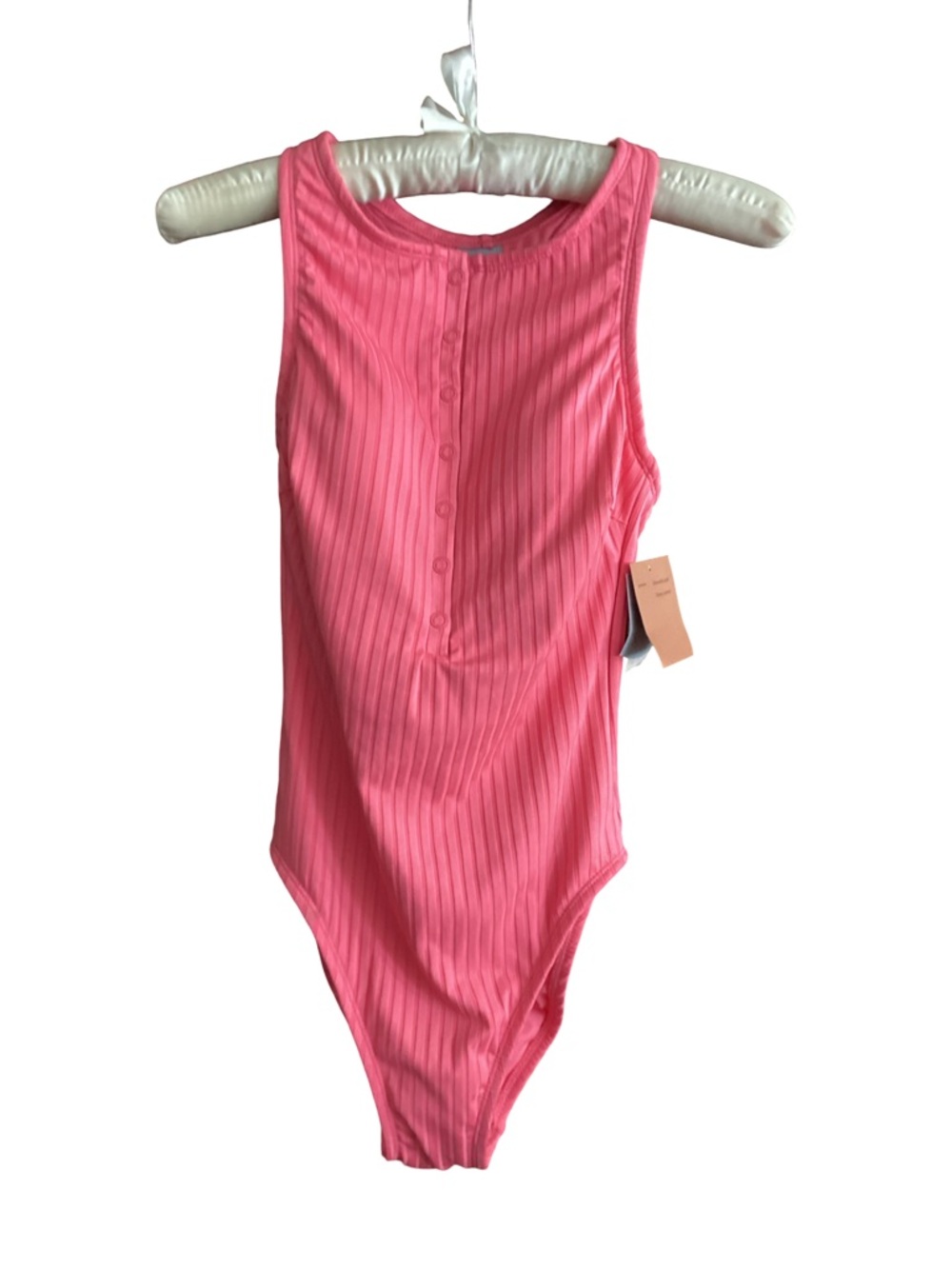 🌼 NWT Shade & Shore Ribbed Pink One-Piece Swimsuit with Snap Front Size XS - Picture 3 of 6